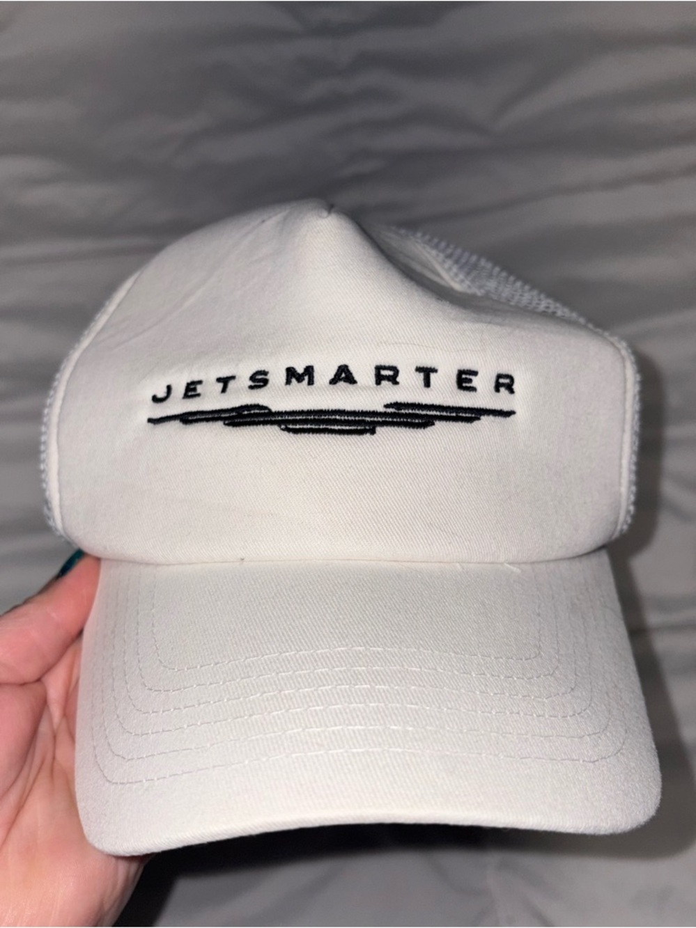 Jetsmarter White Trucker Hat Mesh SnapBack